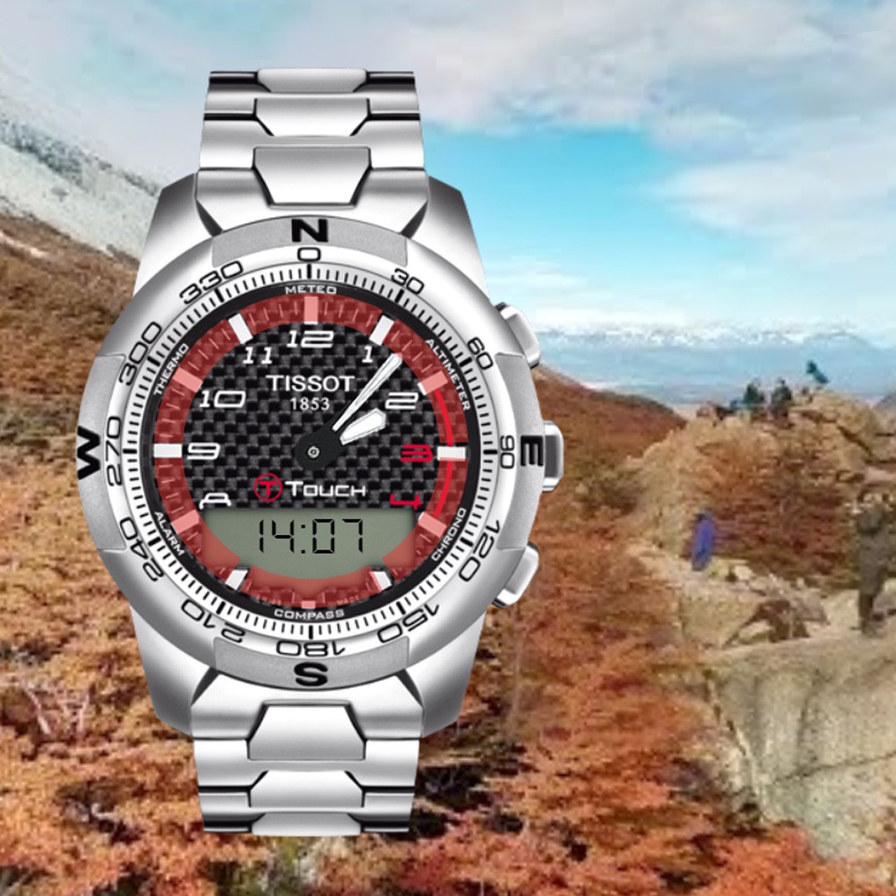 TISSOT天梭 T-TOUCH II 鈦觸控錶-黑x銀/43mm  T0474204420700, , large