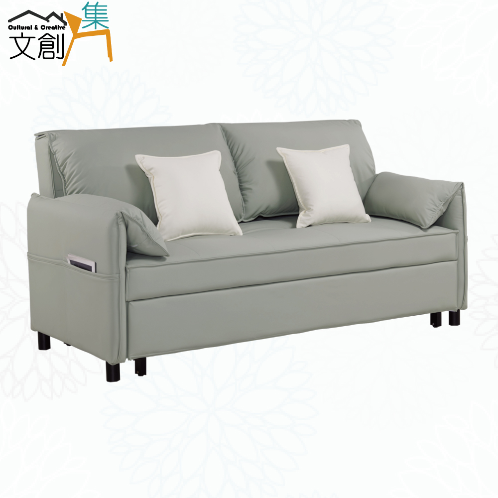 【文創集】費爾貓抓皮革前拉式沙發椅/沙發床(客約商品), , large