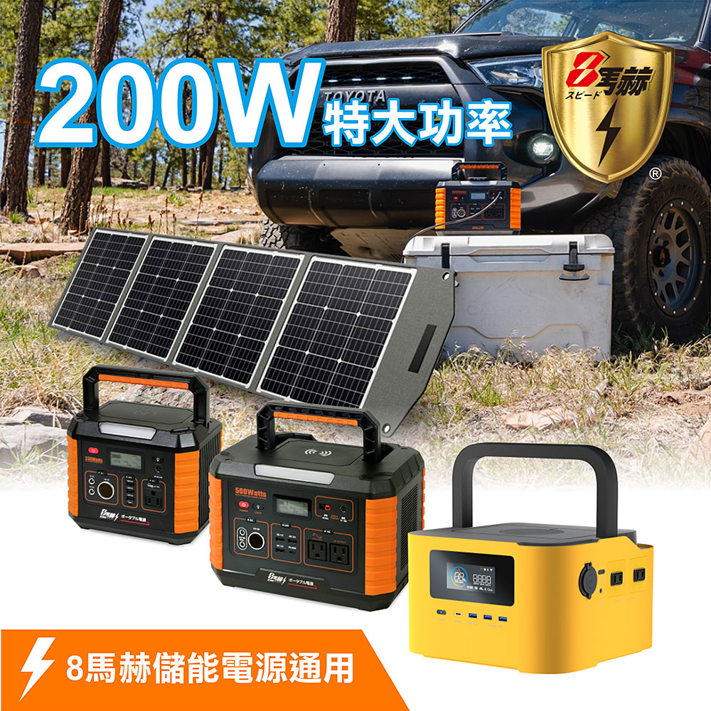 KOTSURU 8馬赫 200W可折疊便攜式手提太陽能板 適用攜帶式儲能電源(戶外露營 限電 停電), , large