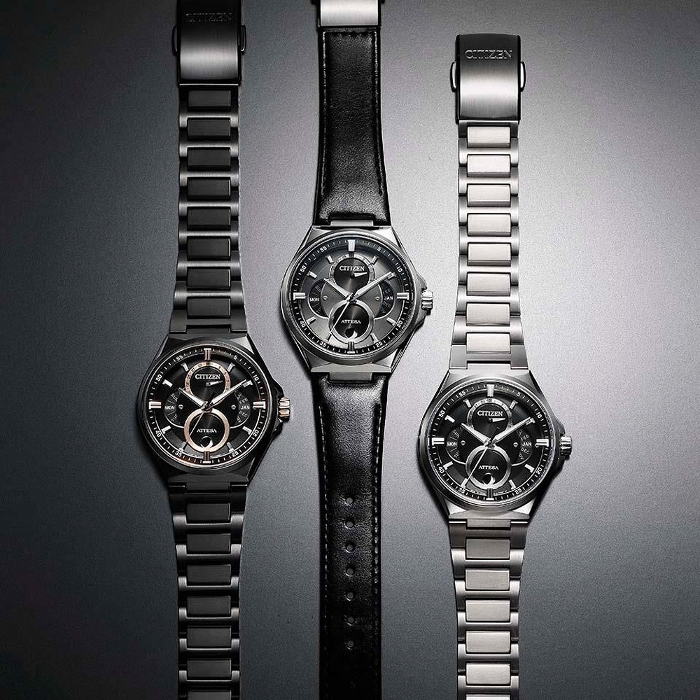 CITIZEN 星辰 鈦金屬 光動能三重日曆月相手錶/42mm BU0065-64E, , large