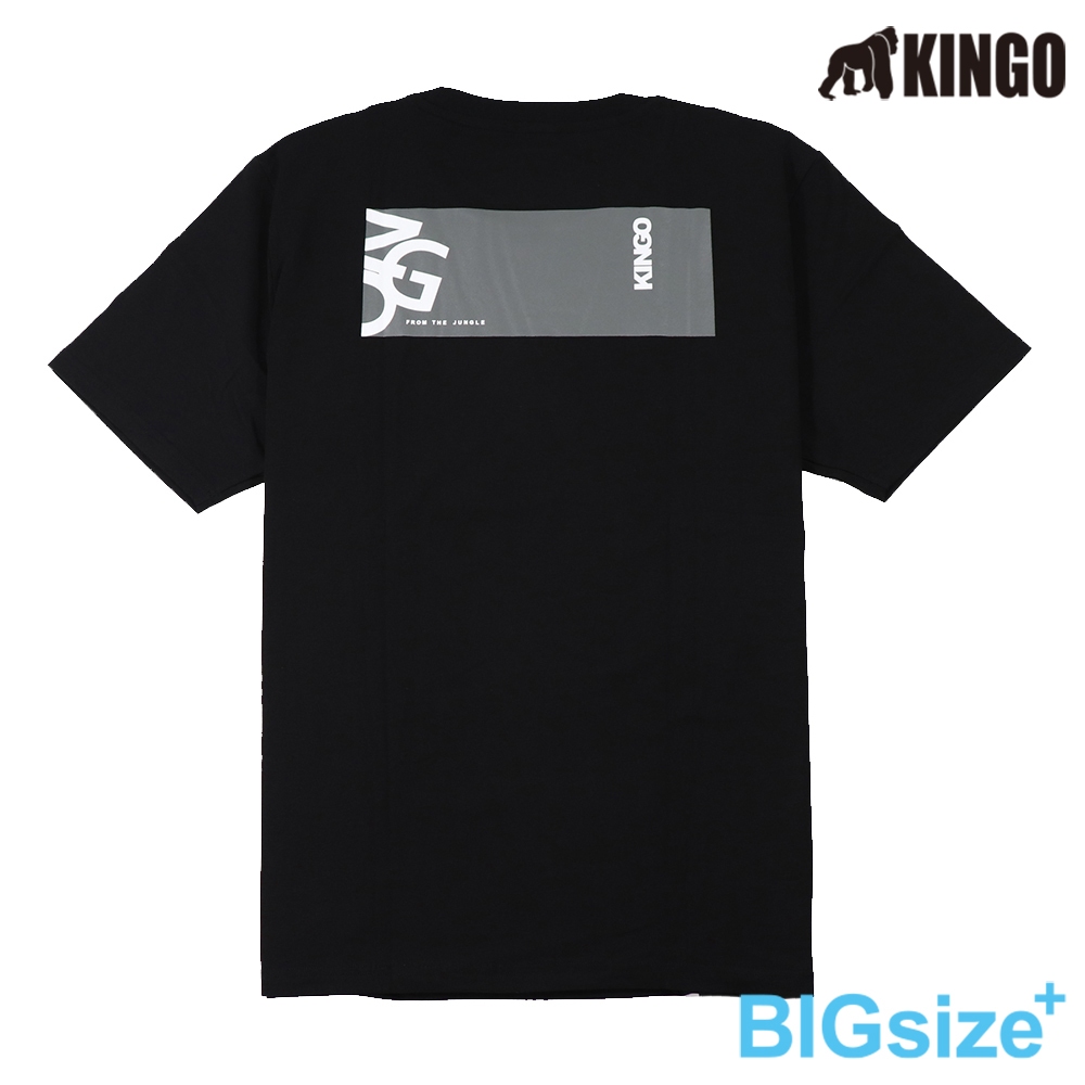 KINGO-大尺碼-男款 圓領T恤-黑-413135, , large