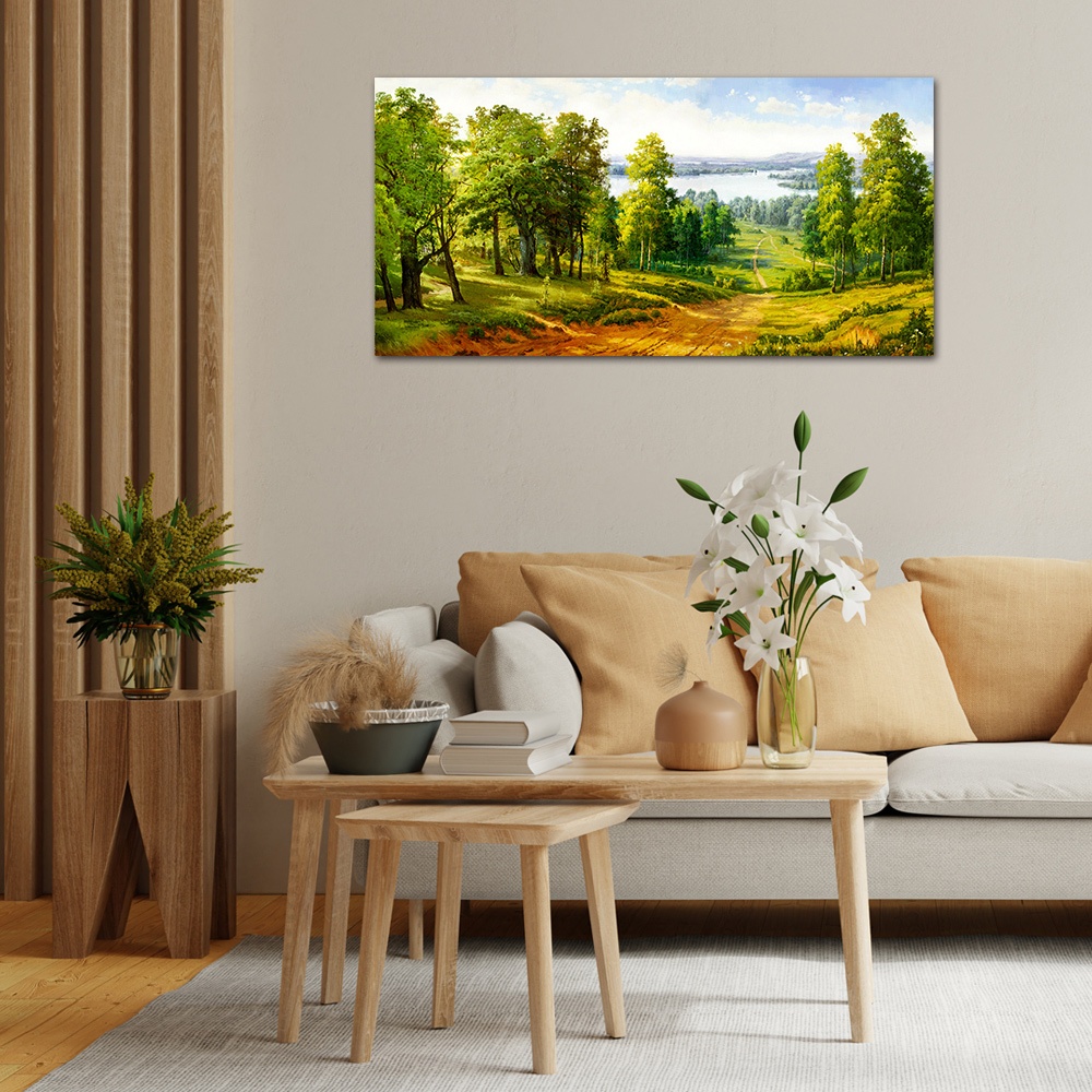 【御畫房】千里碧玉 國家一級畫師手繪油畫60×120cm(VF-123), , large