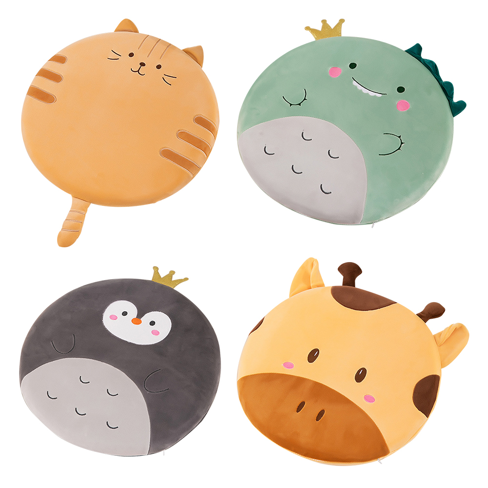 【三浦太郎】可愛動物柔軟彈力毛絨記憶棉圓形坐墊/恐龍(趴睡枕墊/午休/增高墊/軟墊/沙發墊/椅墊)(S0127), , large