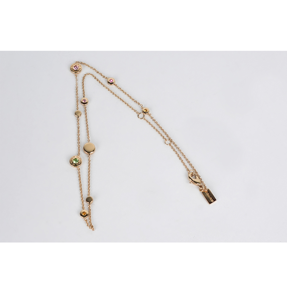 COACH Circle 彩色圓形水鑽造型項鍊/金色, , large