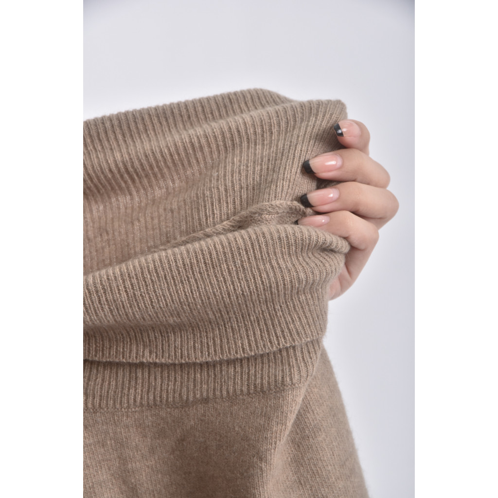 (S) 質感針織高領棕色上衣二手衣, , large