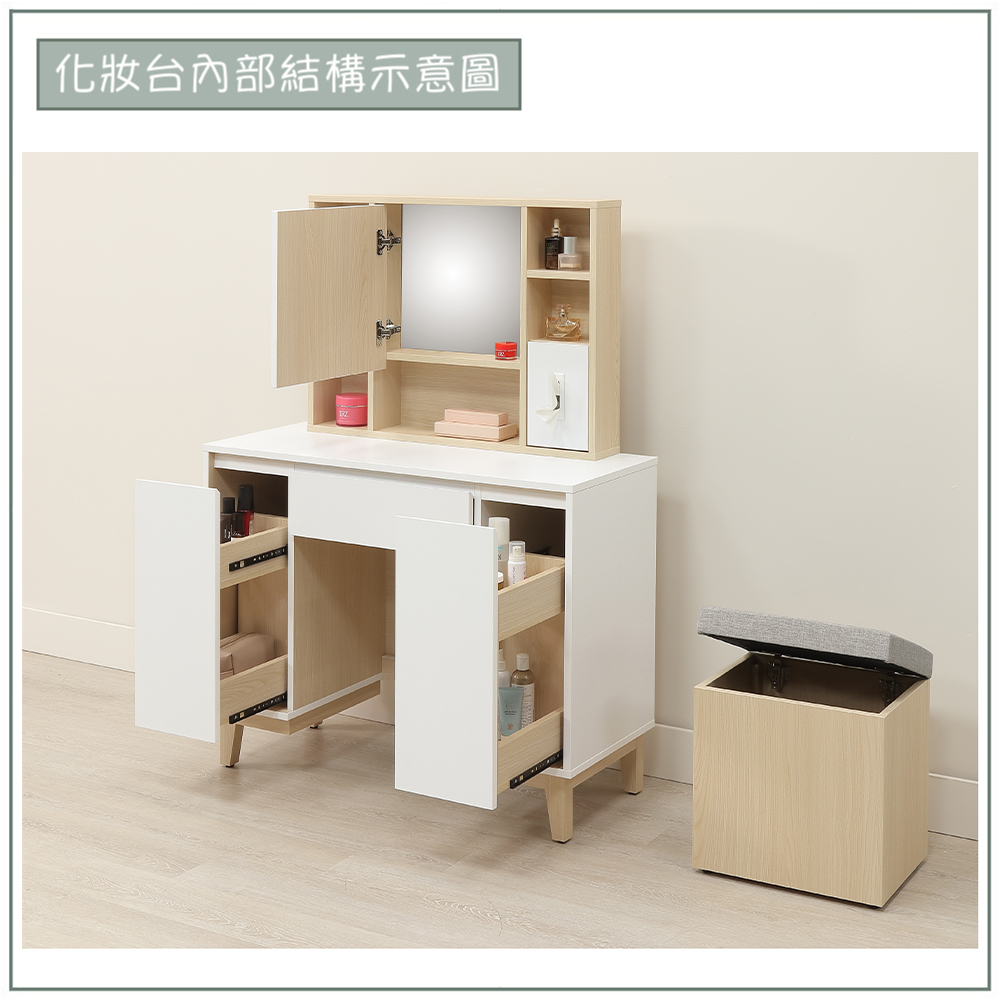 【唯熙傢俱】羅伊原木雙色3.3尺化妝台, , large