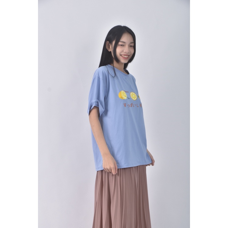 (L) 檸檬藍色短袖上衣二手衣, , large