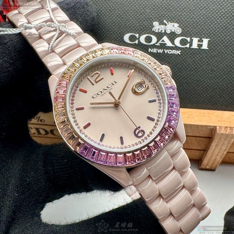 [星晴錶業]COACH手錶,38mm,CH00161粉紅錶面粉紅錶殼粉紅陶瓷錶帶款, , large