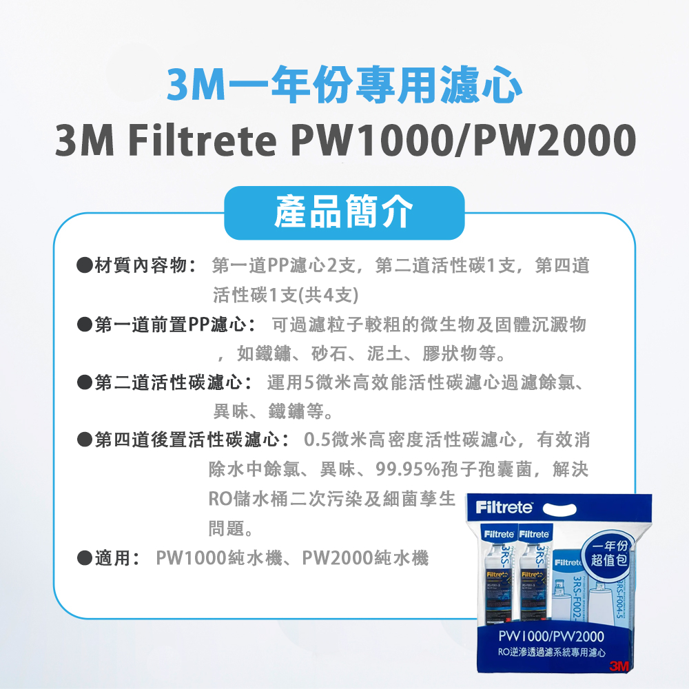 【麗水生活】3M原廠公司貨Filtrete PW1000/PW2000極淨高效純水機一年份專用濾心 淨水器 飲水機濾芯, , large