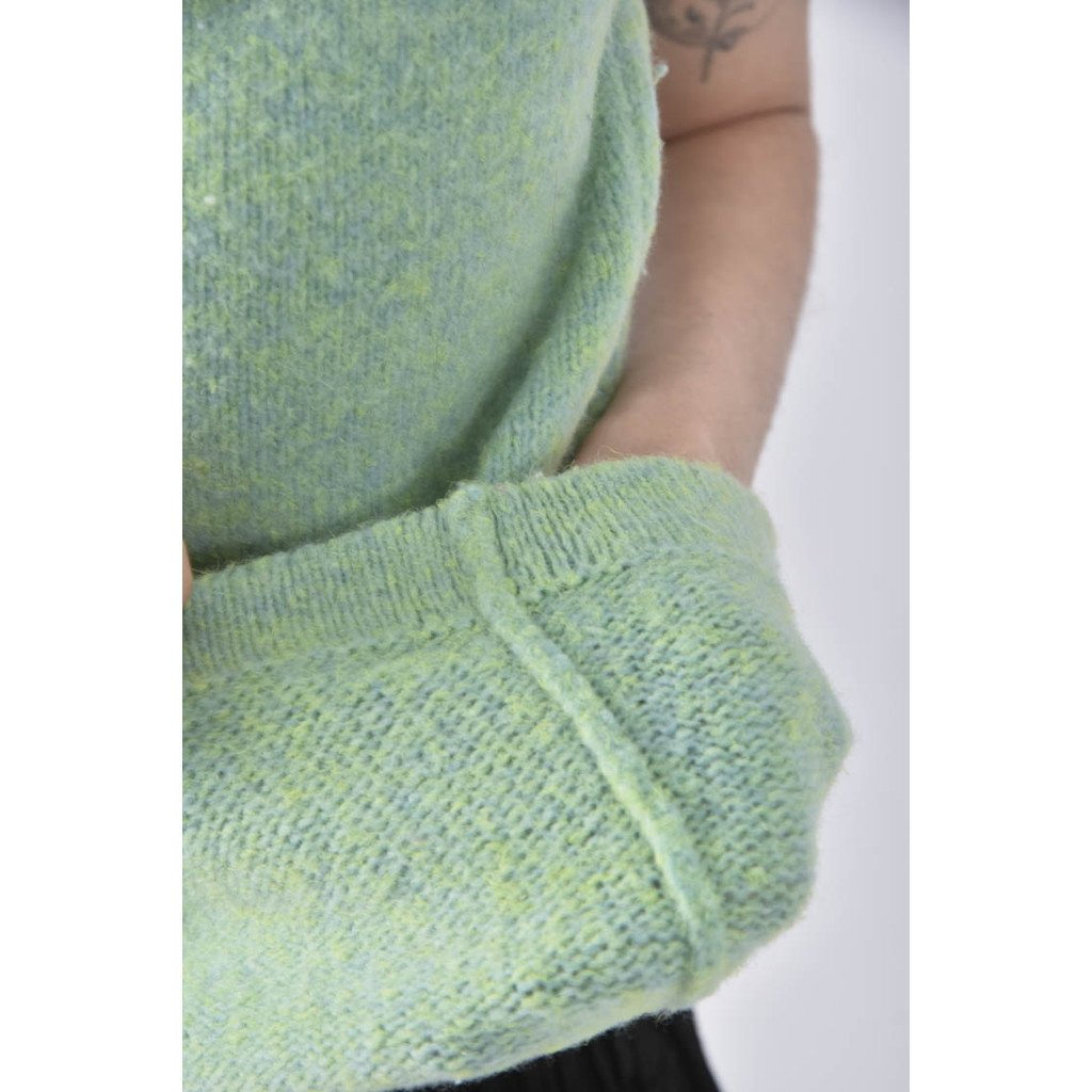 (XS（含）以下) 質感羊毛圓領綠色上衣二手衣, , large