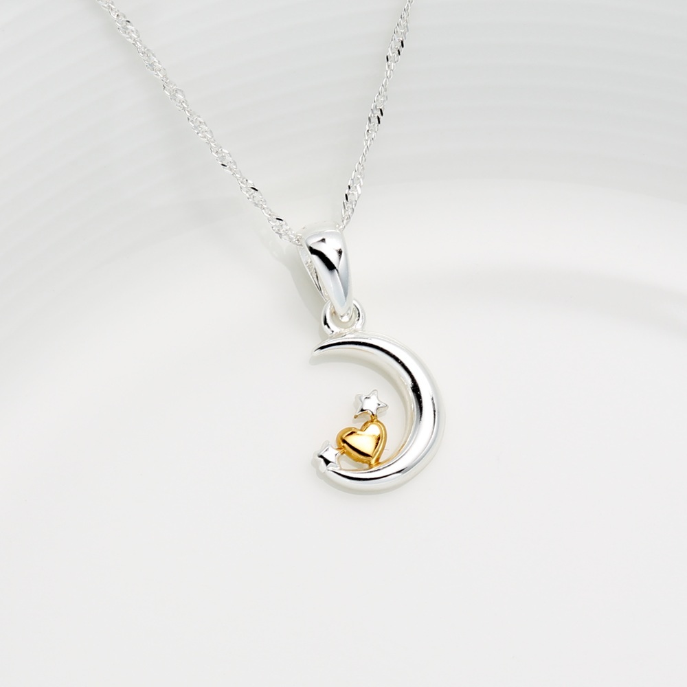 【Angel & Me】心月相依 s925 純銀 星星 月亮 項鍊 生日禮物, , large