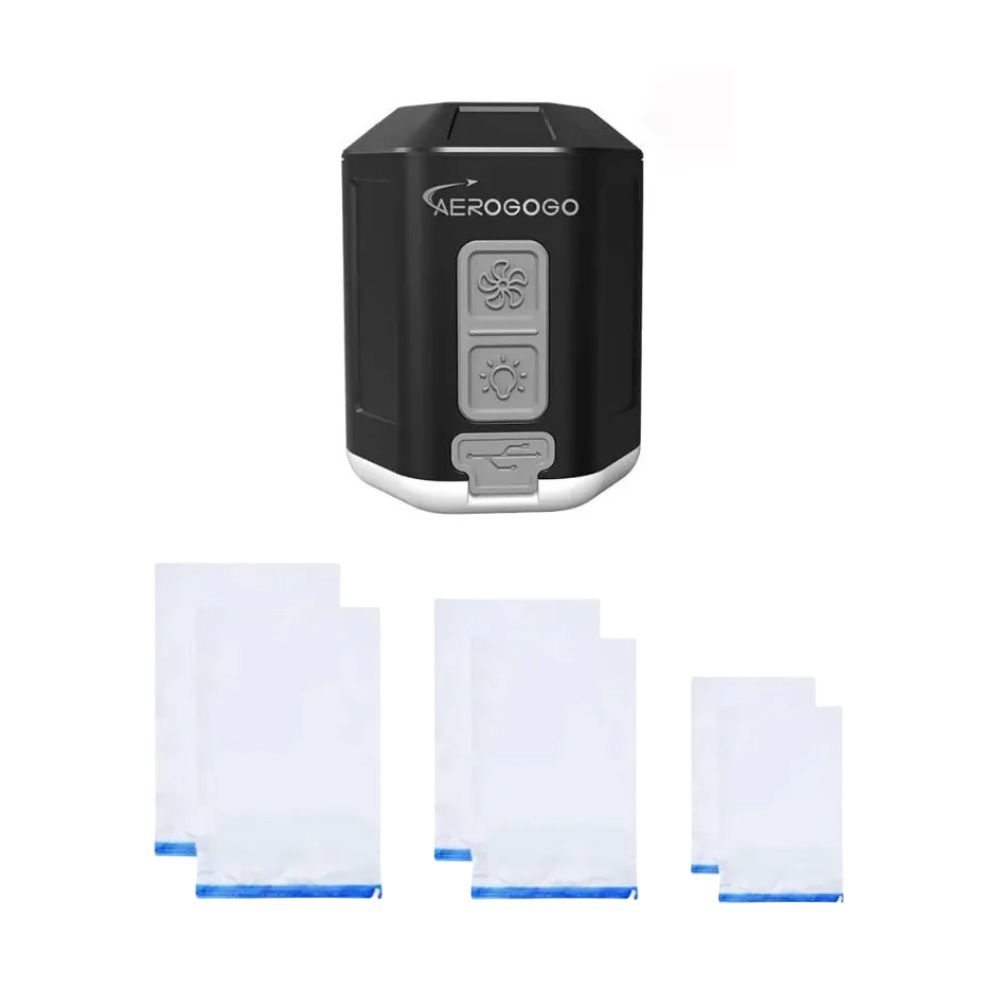 【Aerogogo】GIGA PUMP 4.0 三合一口袋充氣幫浦-黑色 + 真空收納袋 (6入), , large