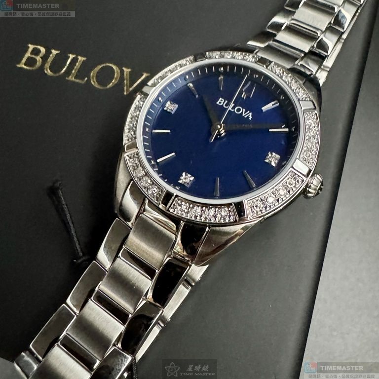 [星晴錶業]BULOVA手錶,32mm,BU00005寶藍色錶面銀錶殼銀色精鋼錶帶款, , large
