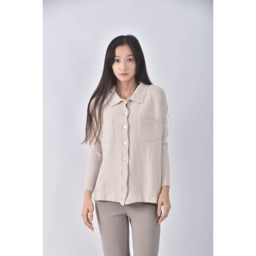 (S) white label羊毛喀什米爾杏色襯衫上衣二手衣, , large