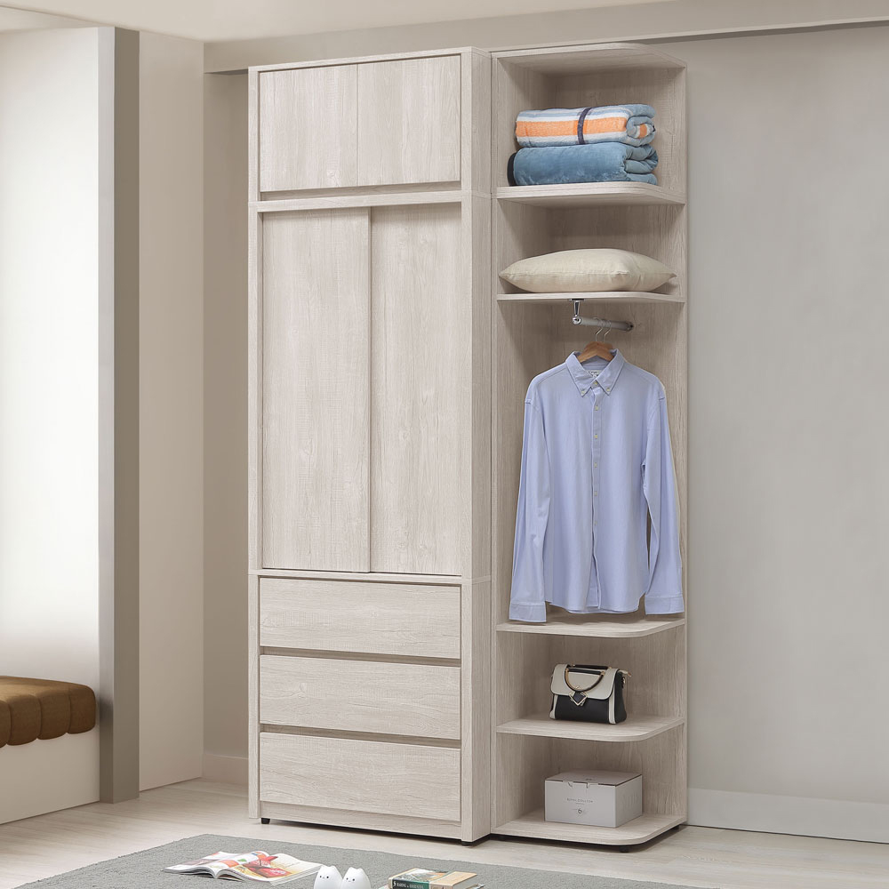 【Homelike】喜家居4.3尺推門衣櫃-含被櫥(2541), , large