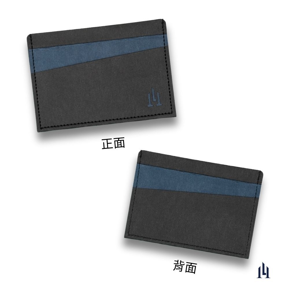 [LOGINHEART]免取卡正面感應卡夾 紳士黑藍 可客製 悠遊卡/信用卡/各類卡片 直接感應不受其他卡片干擾, , large
