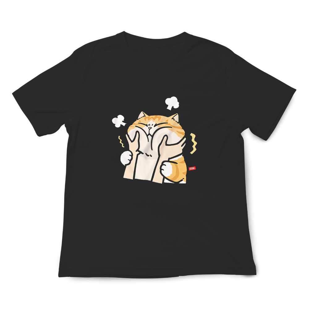 JZ TEE 捏臉-橘貓 印花短袖T恤, , large