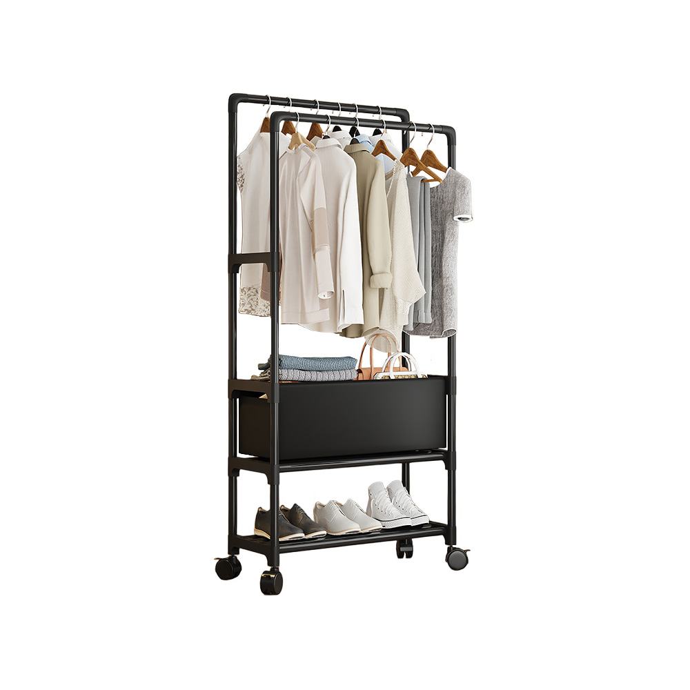 SHCJ 落地型雙排組合衣帽鞋架【黑布套60三層】三合一鞋架 玄關鞋架 組合鞋櫃 掛勾鞋架, , large