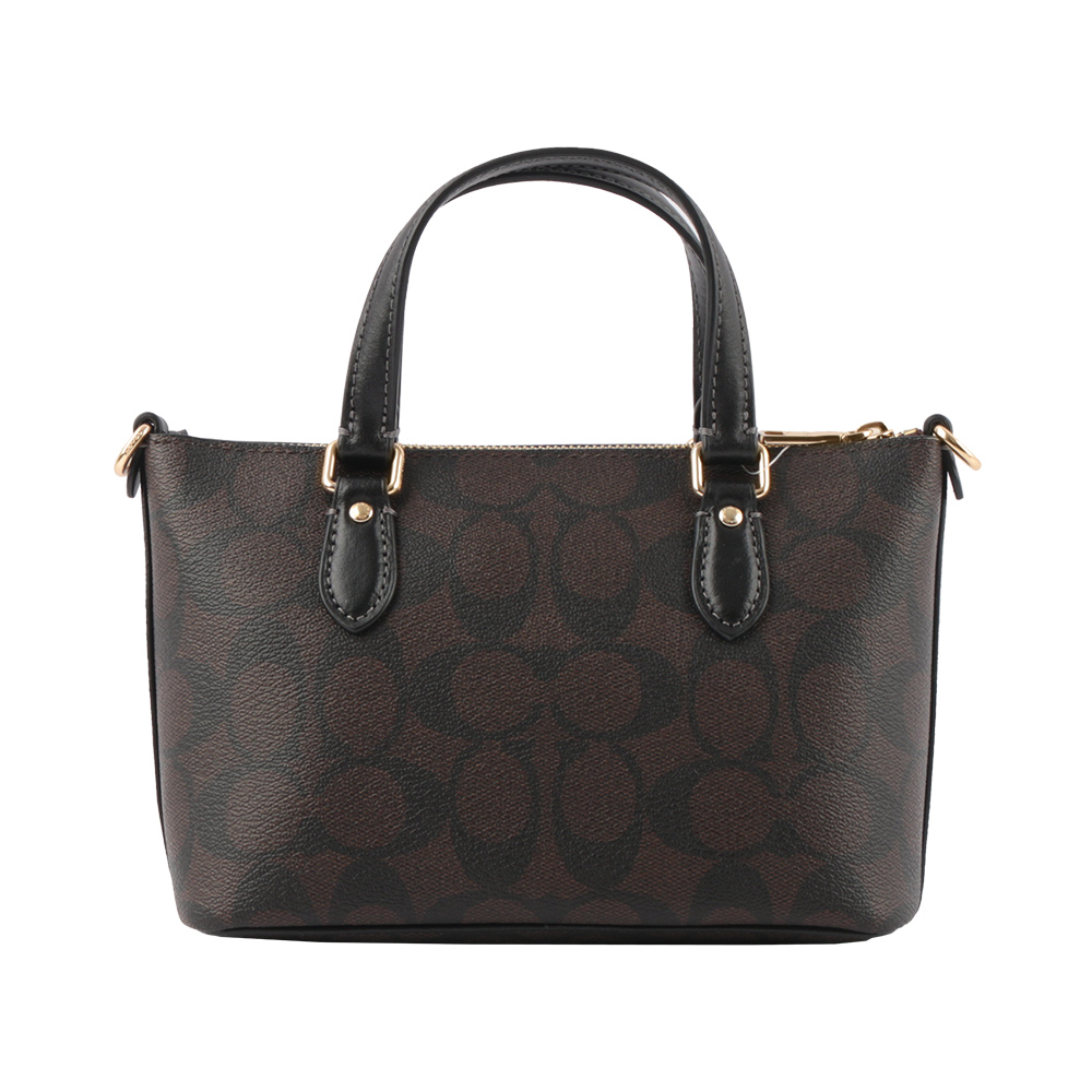 COACH Gallery 金字馬車塗層帆布迷你二用包/巧克力色, , large