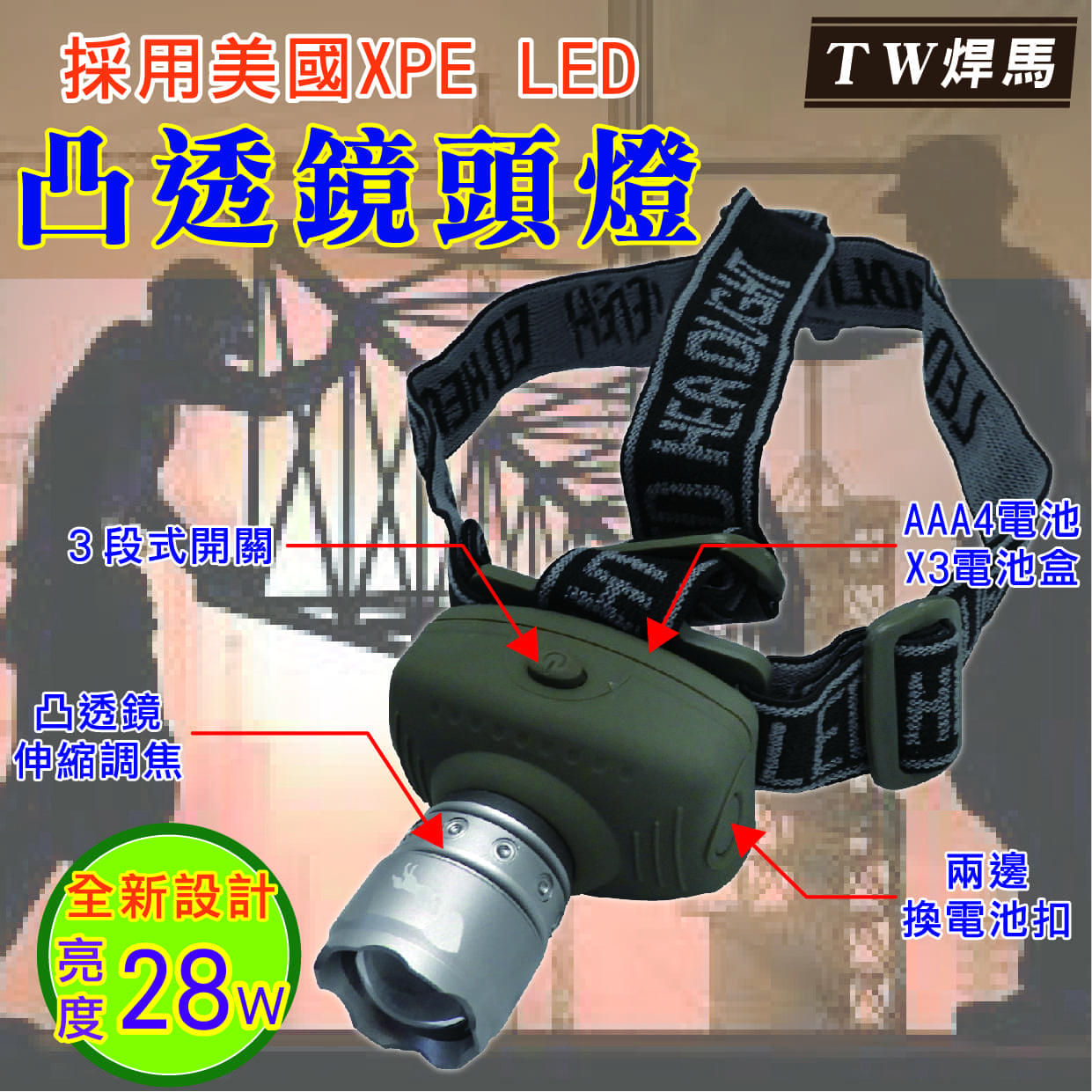 [寶旺旺] 美國XPE LED 凸透頭燈 CY-H5901, , large