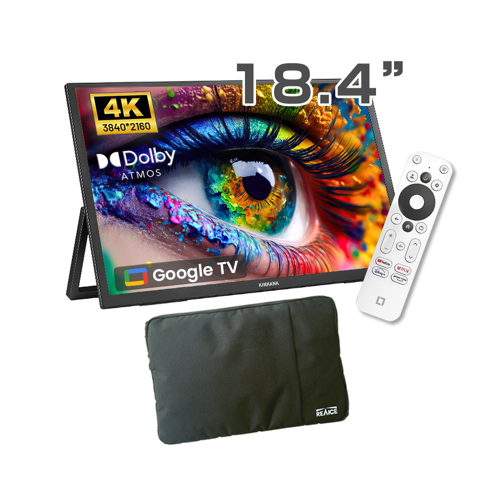 【台陞科技】REAICE 美國Kinhank18.4型IPS可攜式Google TV/外接螢幕-電腦包外出組, , large