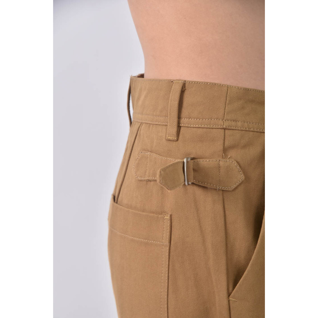 (M) 邊縫高腰棉質純棉黃色長褲二手衣, , large