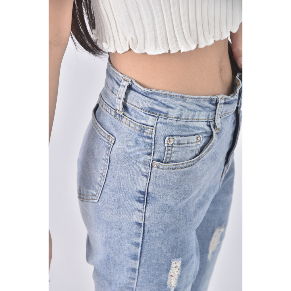 (S) 丹寧牛仔棉質仿舊藍色長褲二手衣, , large