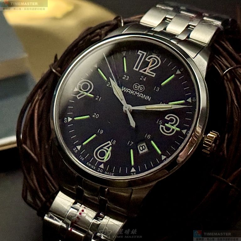 [星晴錶業]WAKMANN手錶,42mm,WA00049寶藍色錶面銀錶殼銀色精鋼錶帶款, , large