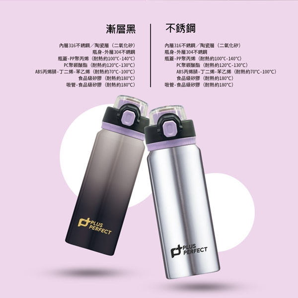 PERFECT 理想牌 晶鑽316不鏽鋼陶瓷運動彈跳杯保溫杯陶瓷杯彈蓋杯 不鏽鋼500cc-Leidea樂德兒, , large