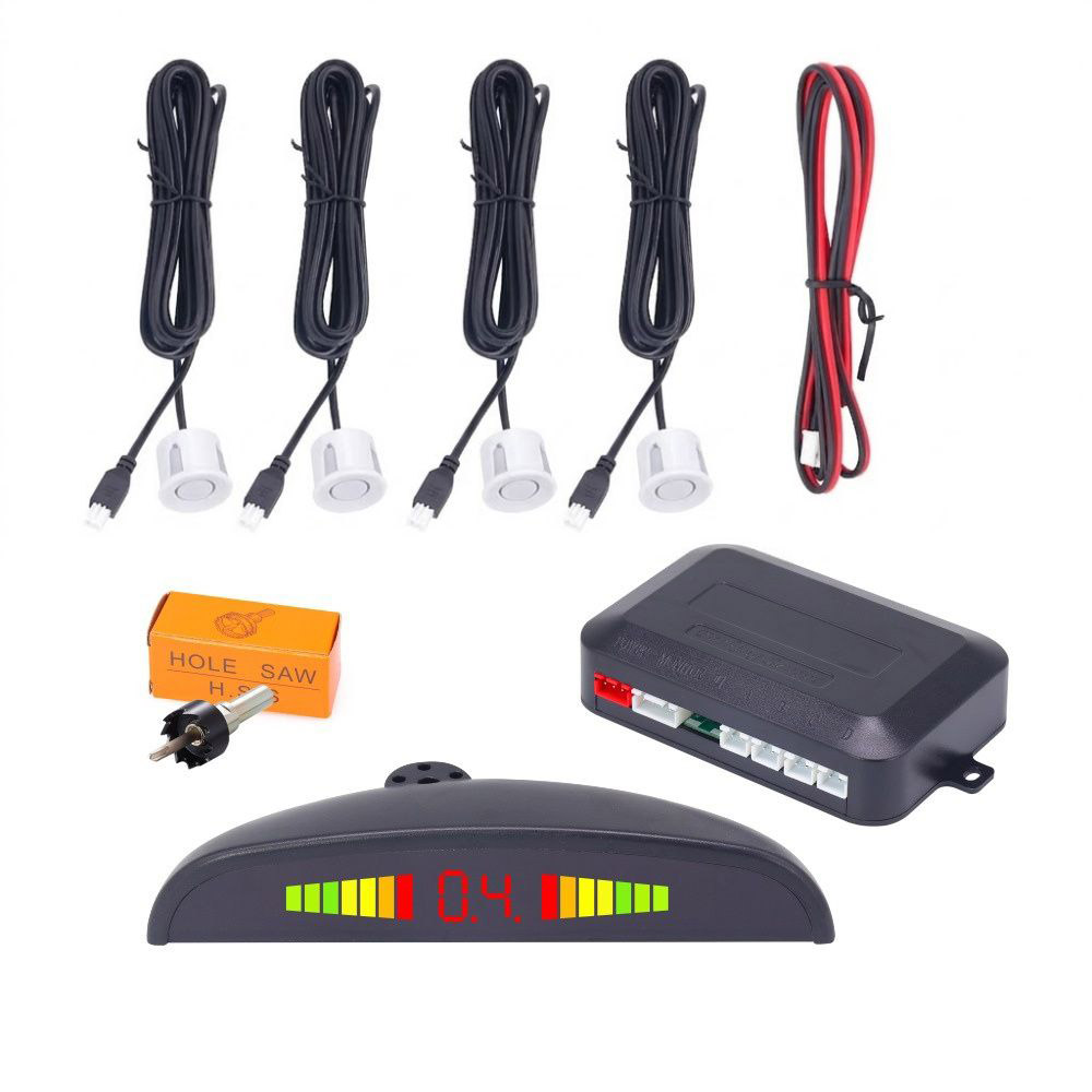 Front/rear display parking sensor - white, 4 sensors, , large