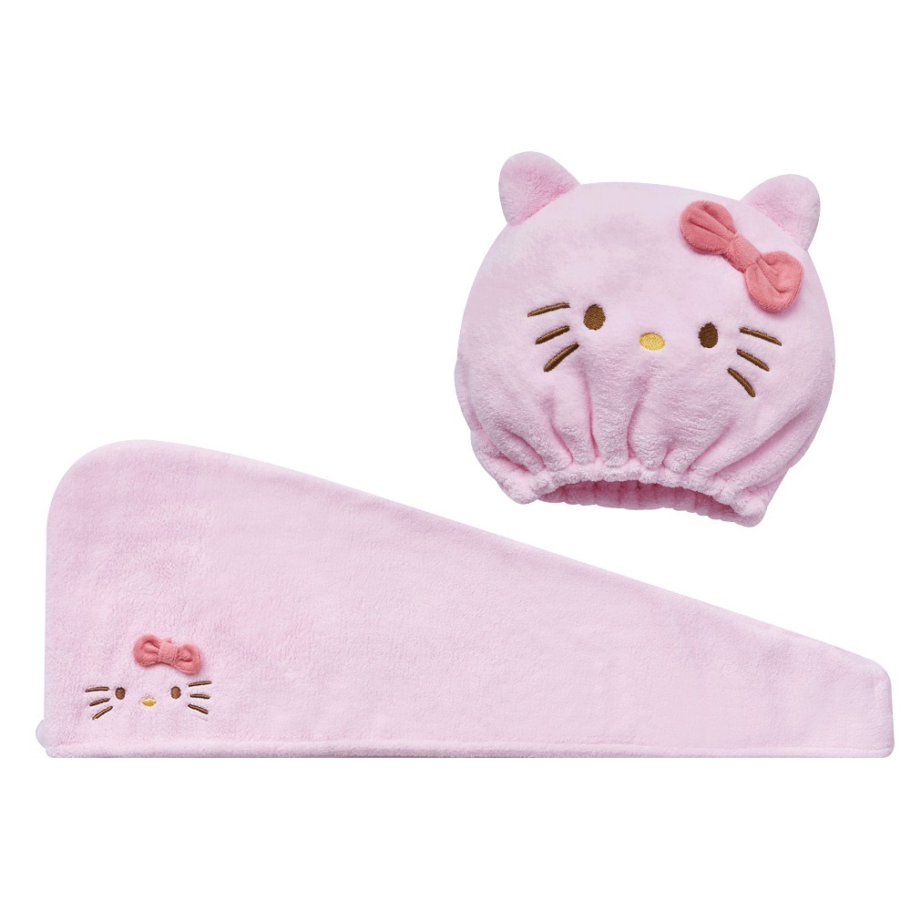 Sanrio 三麗鷗 凱蒂貓乾髮帽 Kitty造型乾髮帽 吸水速乾 擦髮毛巾【旺達棉品】【KT-DT001】, , large