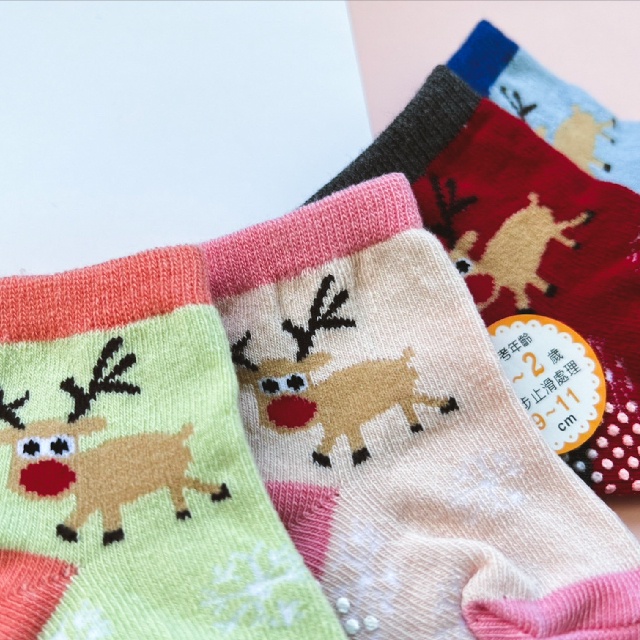 [Kaimei Cotton Industry] 10 pairs set, random and excellent, MIT made in Taiwan, pure cotton anti-slip children's socks (baby version 0-2 years old) - gentle moose style, , large