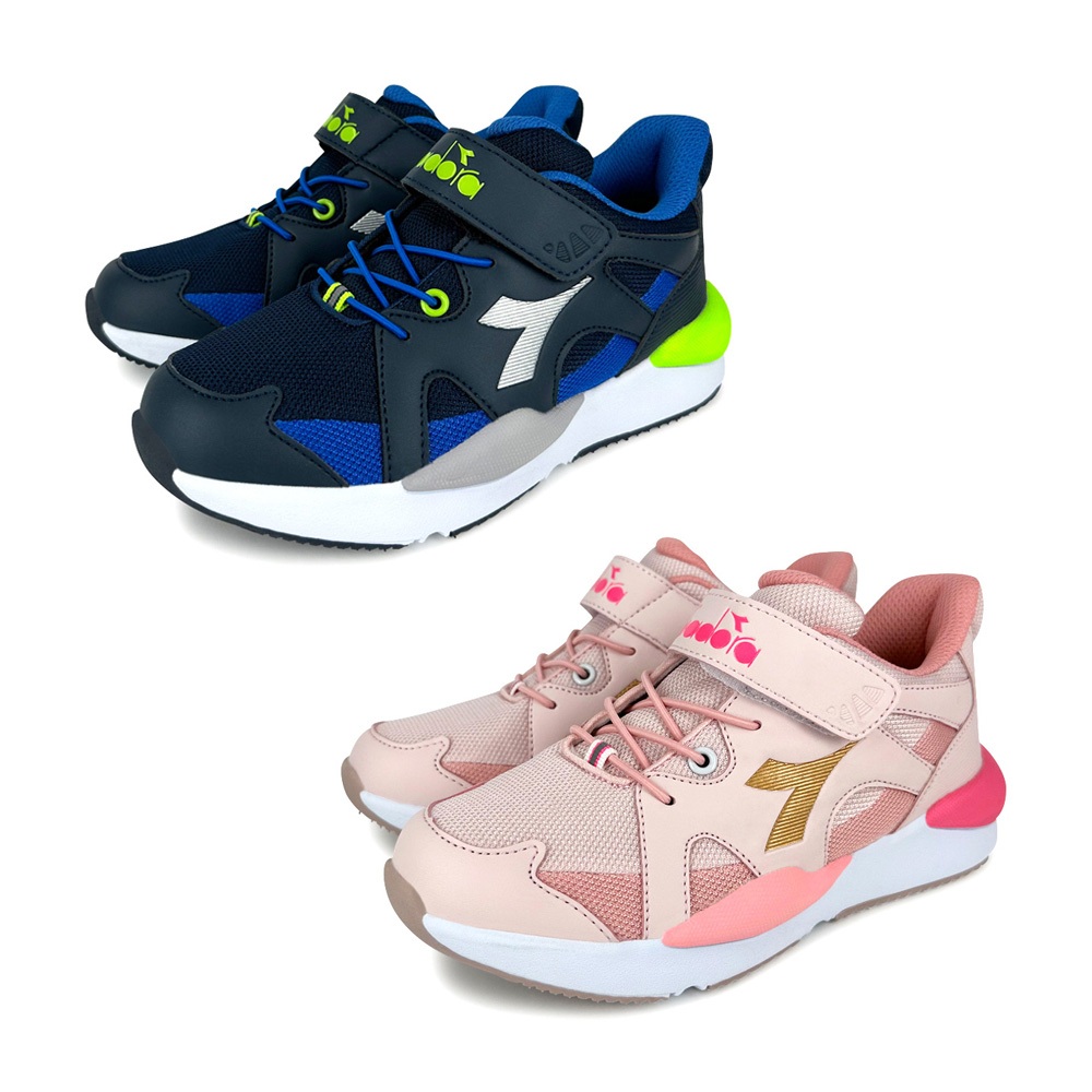 DIADORA迪亞多那 超寬楦兒童跑鞋 童鞋 童運動鞋 輕量 透氣 保護後跟 吸震 減壓 足弓支撐 健康鞋墊 藍 粉, , large