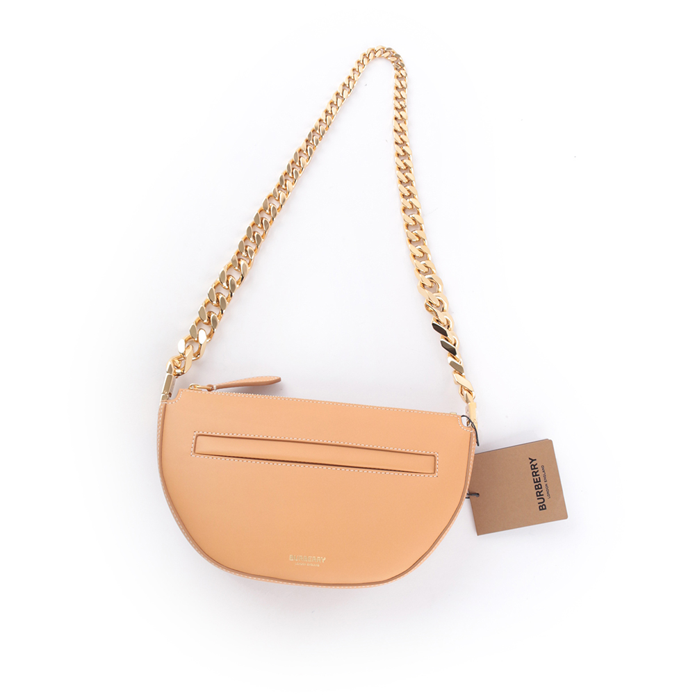 BURBERRY Olympia 小牛皮迷你鍊帶肩背包/暖沙色, , large