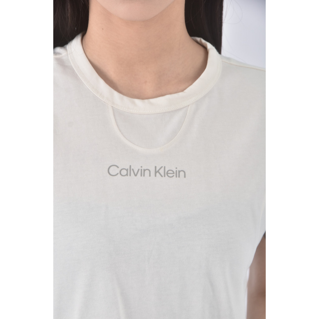 (S) calvin klein質感棉質圓領白色短袖上衣二手衣, , large