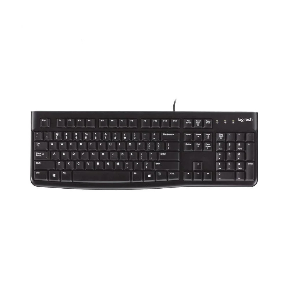 【 Logitech 羅技 】K120 有線鍵盤 耐用 舒適 安靜 防濺灑設計, , large