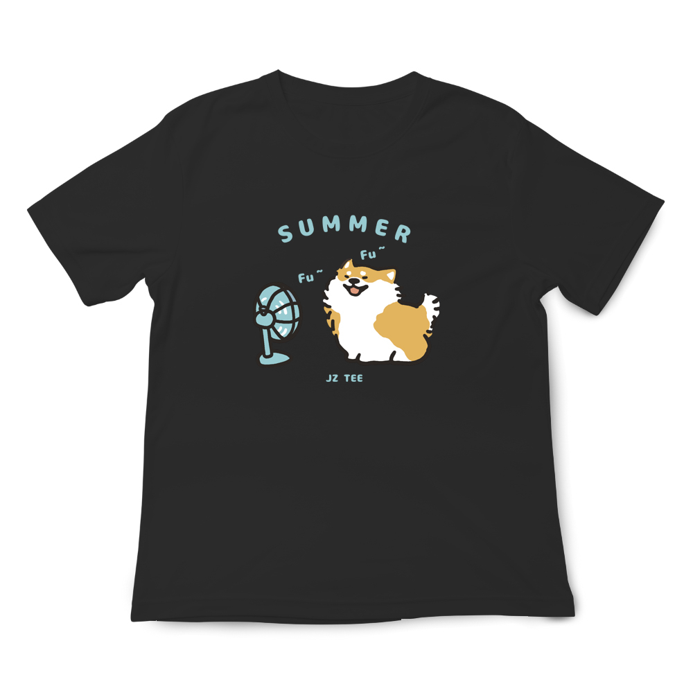 JZ TEE Shiba Inu-Blowing Fan Graphic Tee