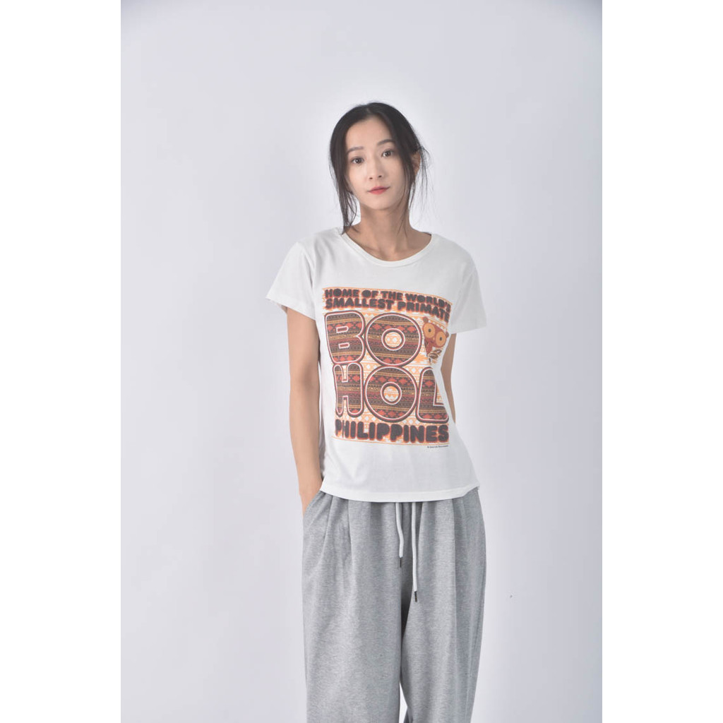 (M) islands棉質印花白色短袖上衣二手衣, , large