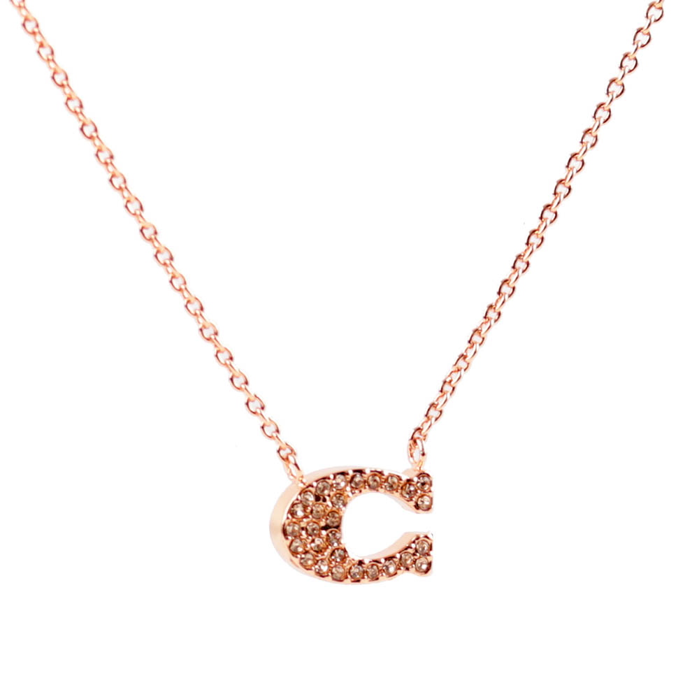 COACH C Logo水鑽項鍊/玫瑰金, , large