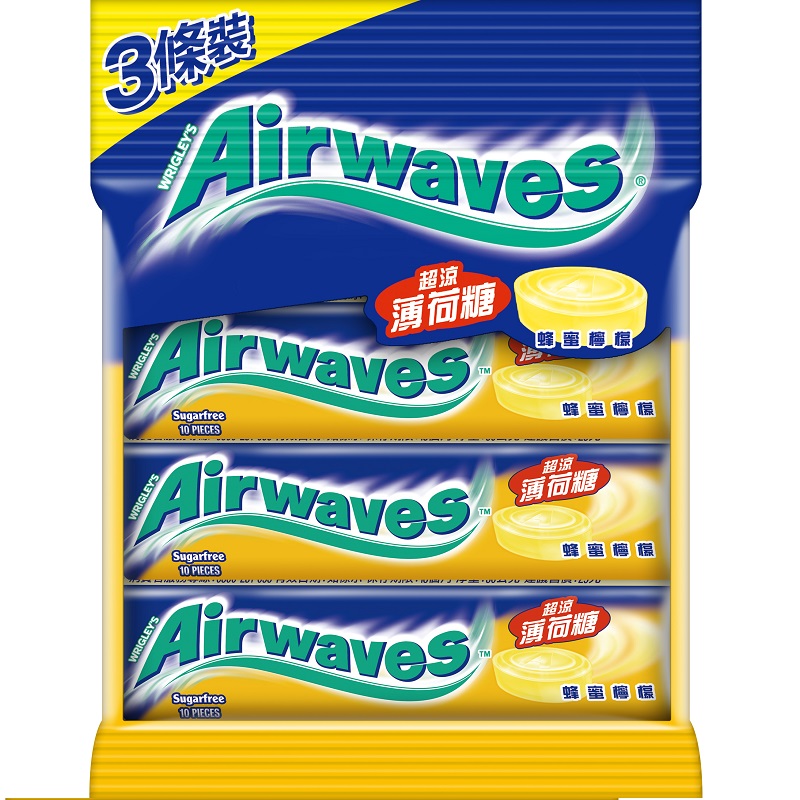 Airwaves薄荷糖-蜂蜜檸檬3入裝, , large