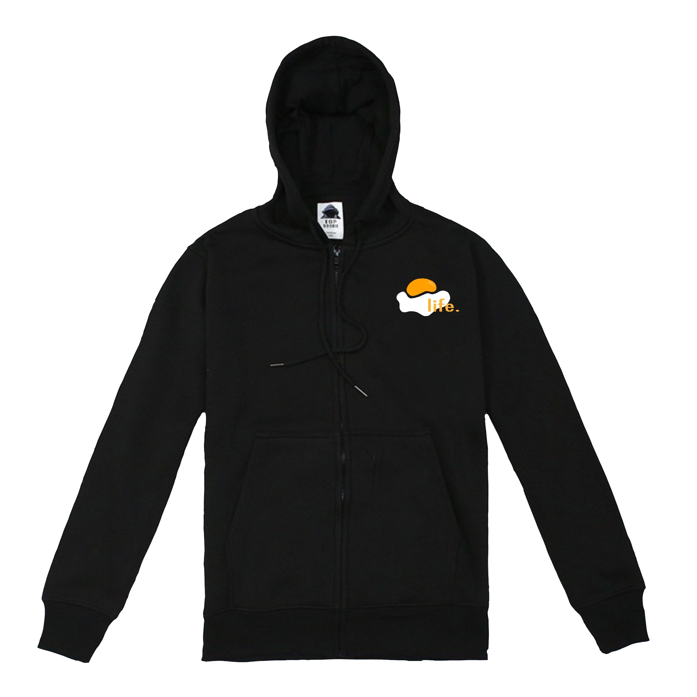 【LIFE&EGG】Classic Logo Zip-Up Hoodie /Black, , large