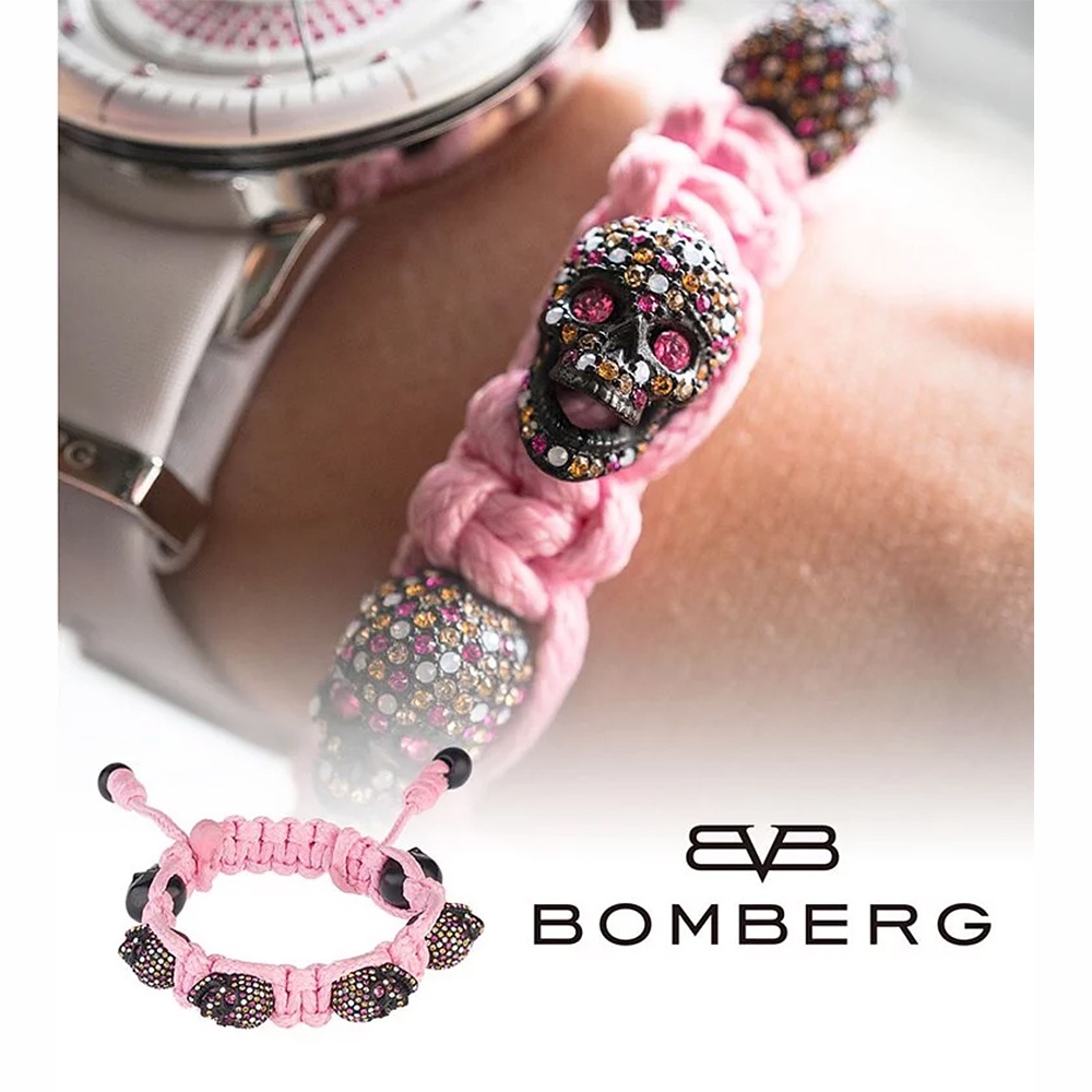 BOMBERG 炸彈錶 彩色水鑽黑骷髏粉紅色手環-S (JW-PKT-FSPBA.S2.3), , large
