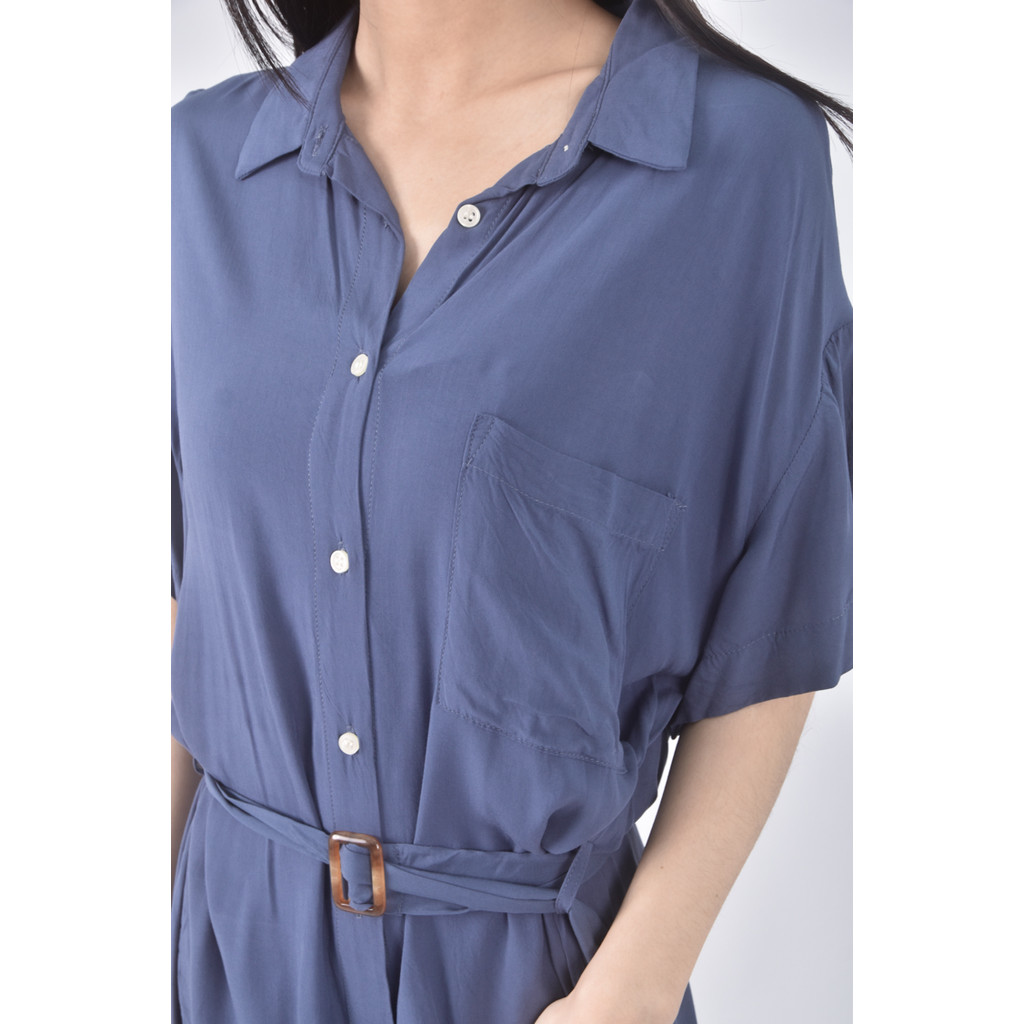 (S) mouggan質感藍色綁帶洋裝二手衣, , large