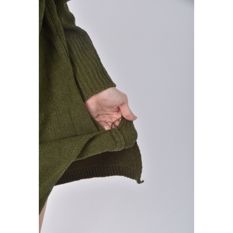 (M) 質感針織高領綠色洋裝二手衣, , large