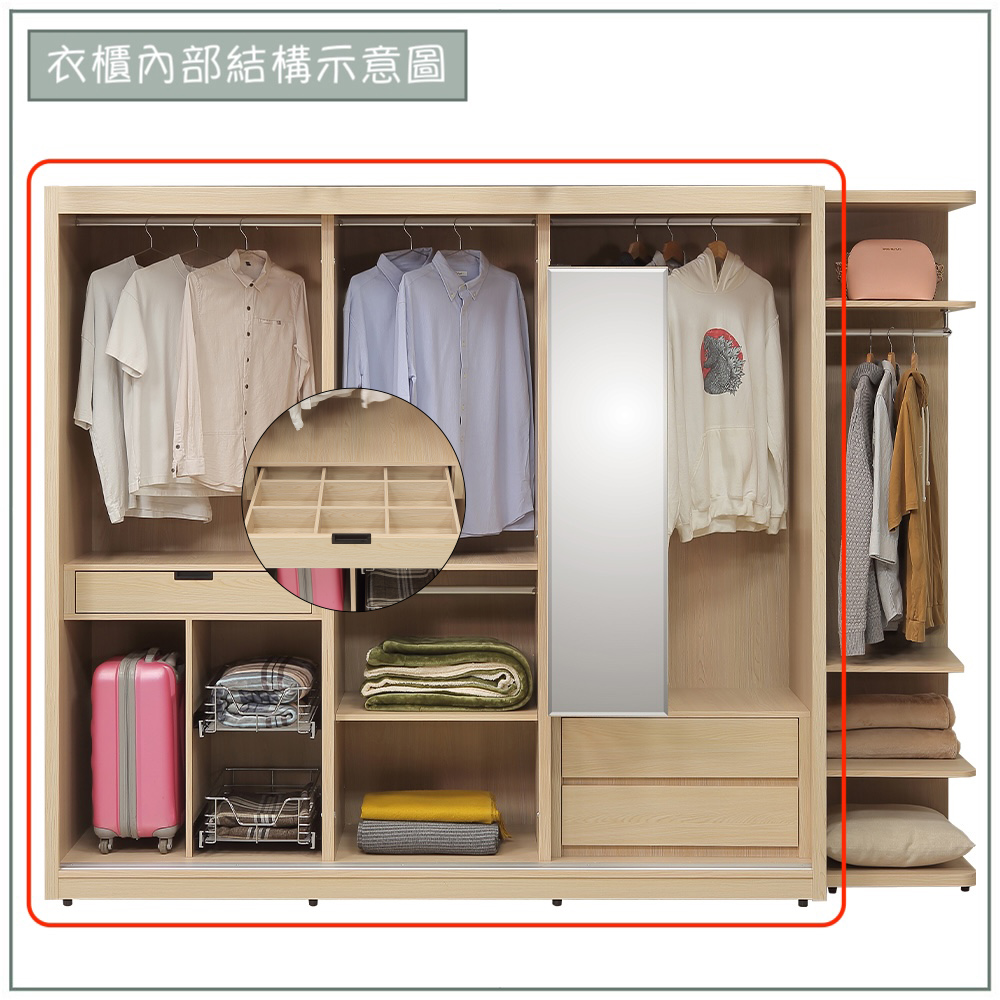 【唯熙傢俱】雷莎原木雙色7x7尺滑門衣櫃, , large