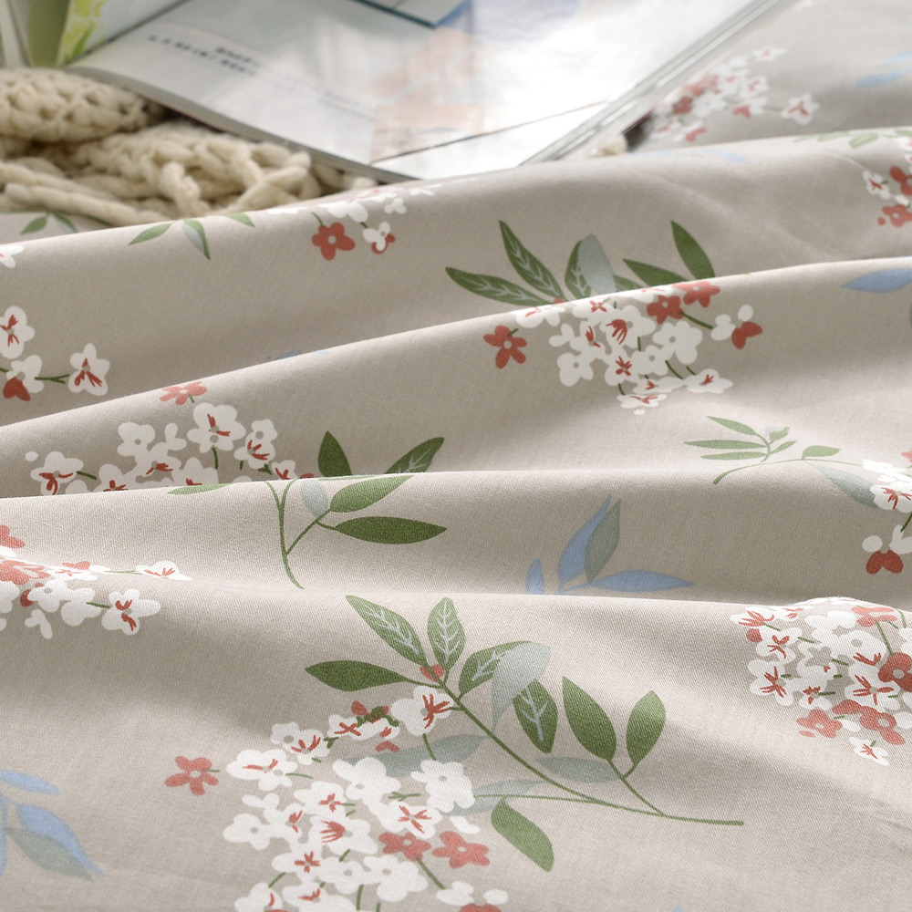 【Betrise】 Light Spring Color | Environmentally friendly printing and dyeing anti-mite and antibacterial 100% combed cotton dual-purpose quilt and bed sheet set - single, 淺芸春色, large