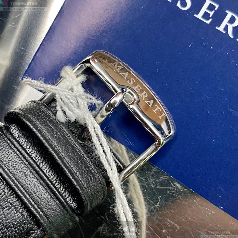 [星晴錶業]MASERATI手錶,46mm,R8851101004銀色錶面銀錶殼深黑色真皮皮革錶帶款, , large