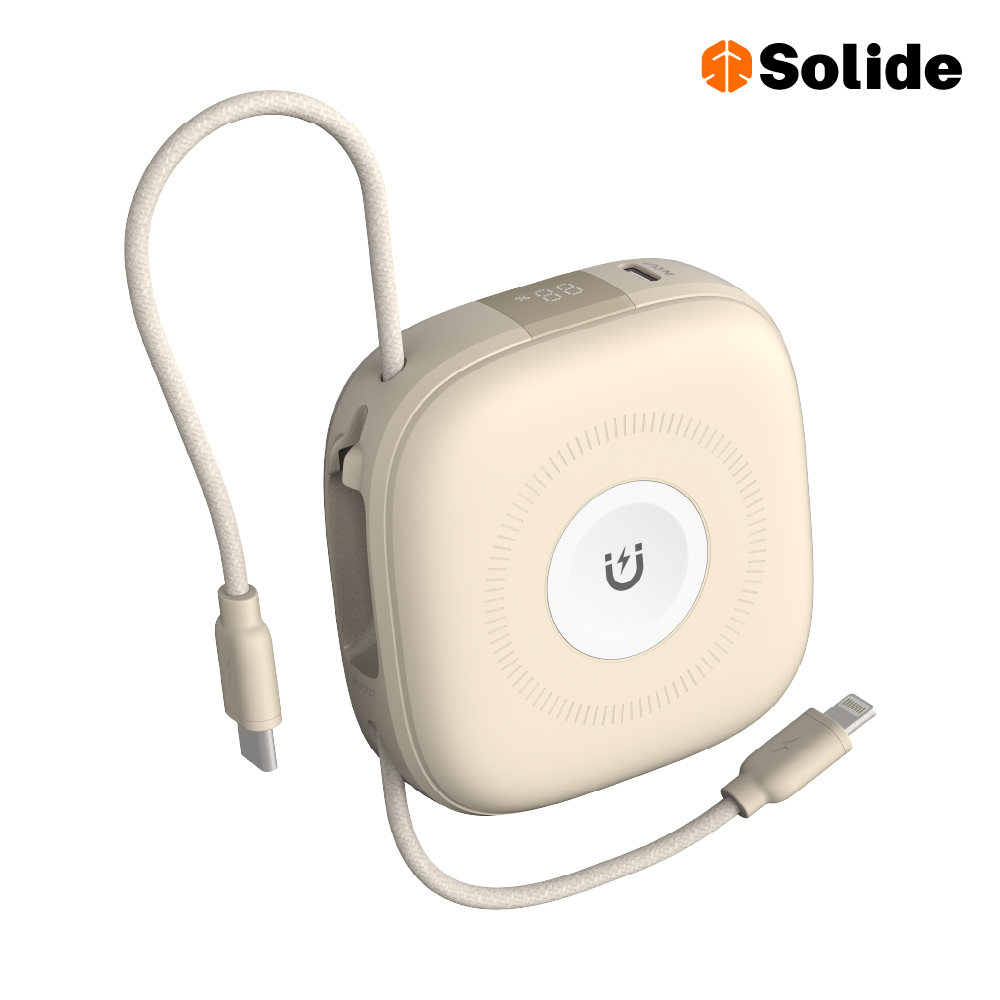 [亞瑟3C] solide 索力得 10000mAh 馬卡龍 Lightning 六合一萬用快充行動電源-奶茶LC, , large