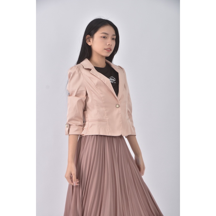 (S) 0918質感西裝拼接杏色外套二手衣, , large