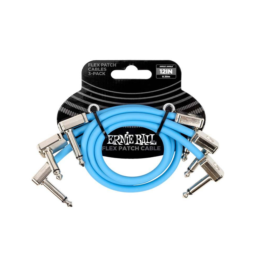 Ernie Ball Flex Patch Cable 12in 導線三入組 (藍色-P06461)【敦煌樂器】, , large